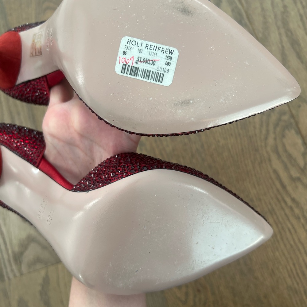 Gucci Red Crystal-Embellished Women's Heels - Picture 7 of 8
